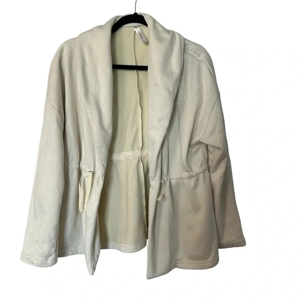 Fabletics Sage Coat in Oatmeal Women’s Long Sleeve Fleece Shawl Collar Sz S GUC